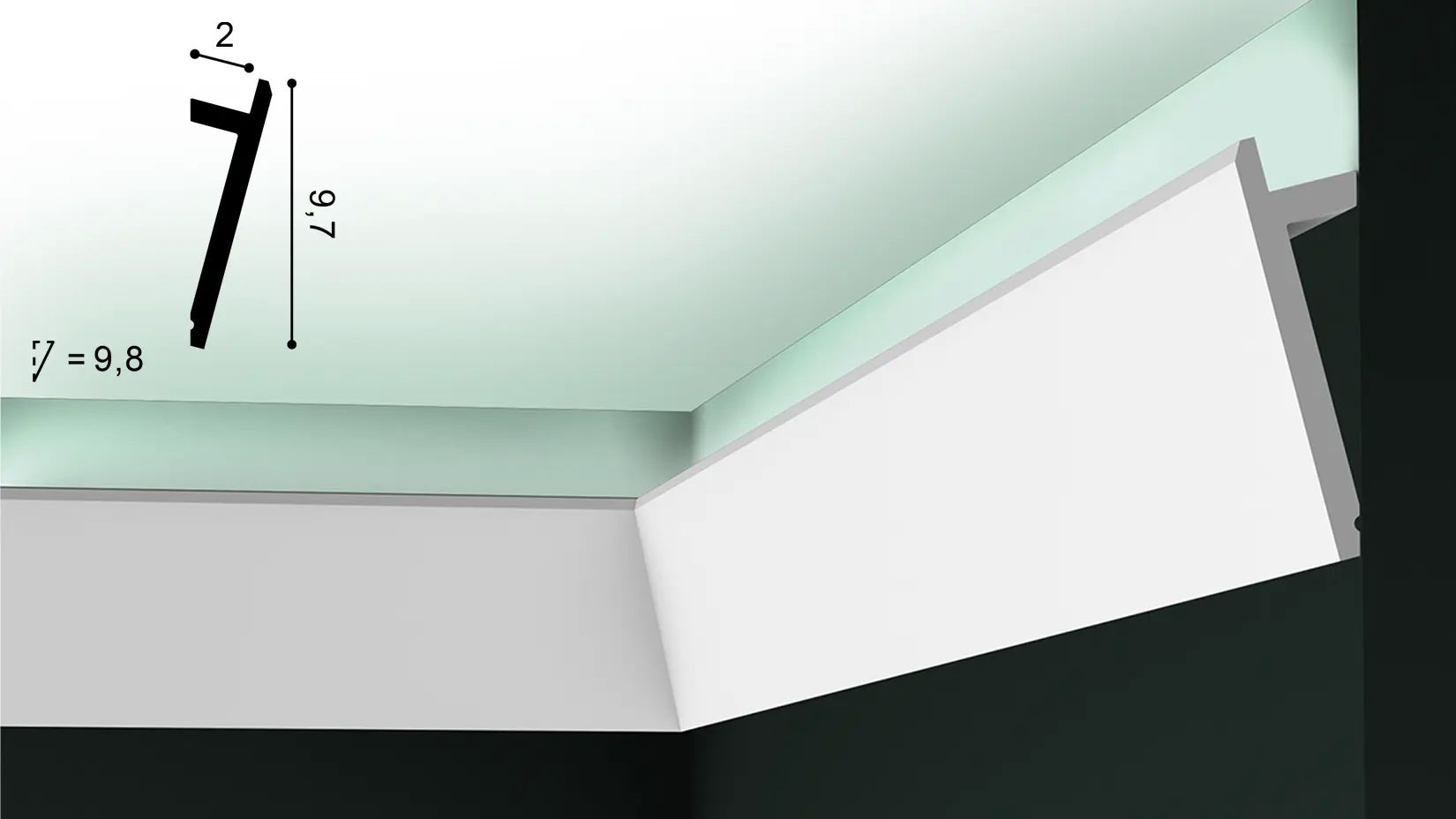 Дюрополимерный потолочный плинтус Orac Decor SX179 Diagonal под подсветку