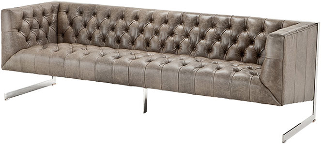 Серый кожаный диван Eichholtz Sofa Crawford на трех металлических ножках