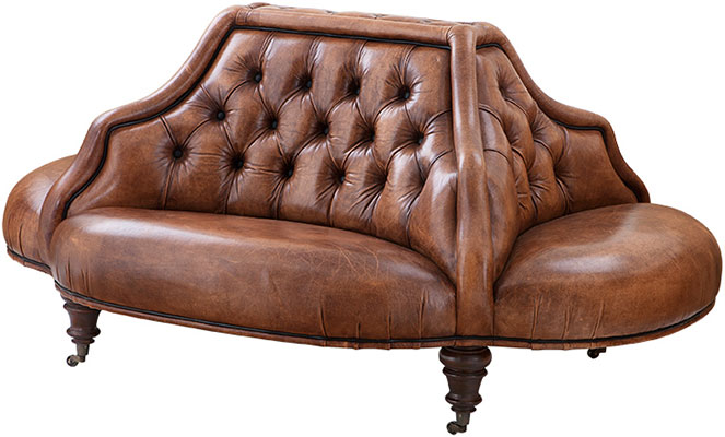 Четырехсторонний диван (десадос) из коричневой кожи Eichholtz Sofa Mondrian