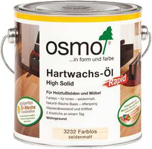 Прозрачное бесцветное масло с твердым воском с ускоренным временем высыхания Osmo Hartwachs-Öl Rapid (3232, 3262)