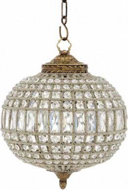 Люстра в форме шара из патинированной латуни с гранеными кристаллами Eichholtz Chandelier Kasbah Oval Small