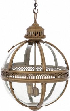 Сферический фонарь среднего размера из латуни и полированного стекла с тремя лампами Eichholtz Lantern Residential M