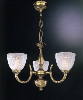 Трех и пятирожковые люстры с корпусом из бронзы и стеклянными плафонами в форме бокала