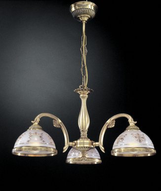 Люстры с корпусом из бронзы и плафонами венецианского стекла на три и пять ламп
