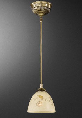 Небольшой подвесной светильник с плафоном кремового цвета, украшенным прозрачным орнаментом