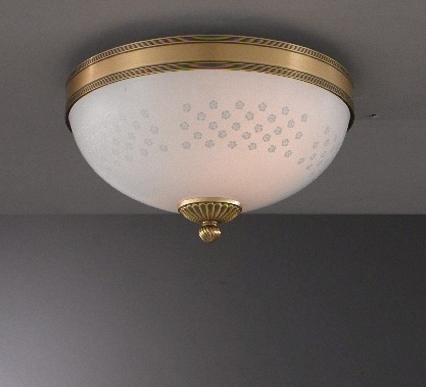 Потолочные светильники с плафоном из молочного стекла полусферической формы и бронзовым корпусом на 2,3 и 4 лампы