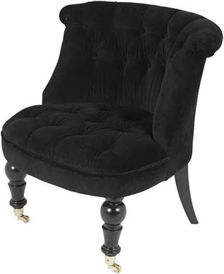 Мягкое кресло без подлокотников из черного бархата Eichholtz Chair Camden