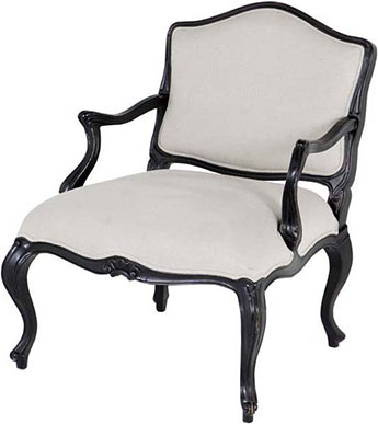 Мягкое кресло из неотбеленного льна с черной отделкой Eichholtz Chair Chartres
