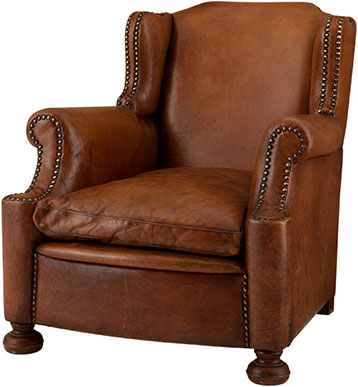 Мягкое кресло из коричневой кожи Eichholtz Chair Club Brooks