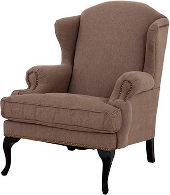Коричневое мягкое кресло из льна с черными ножками Eichholtz Chair Frank Sinatra