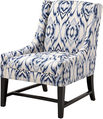 Мягкое кресло-стул Eichholtz Chair Harrison в бело-голубой ткани на деревянных ножках