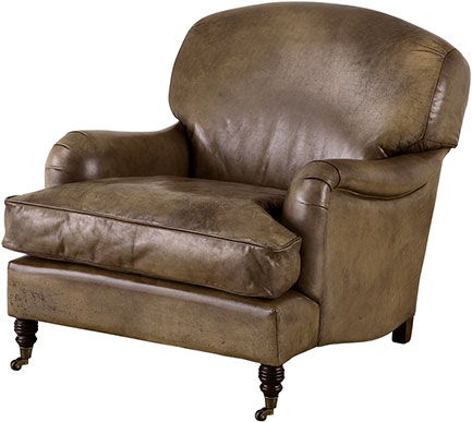 Кожаное мягкое кресло оливкового цвета Eichholtz Chair Highbury Estate