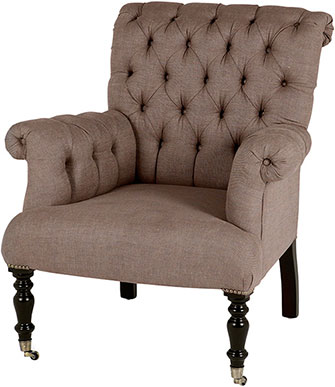 Мягкое кресло из светло-коричневого льна с черными ножками Eichholtz Chair Hurley