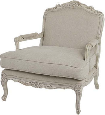 Мягкое кресло из грубого льна с состаренными бежевыми ножками Eichholtz Chair Imperial