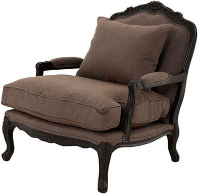 Серо-коричневое мягкое кресло из льна с подставкой для ног Eichholtz Chair Imperial
