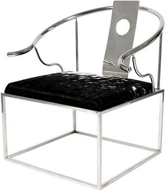 Кресло из никелированного каркаса, обитое черно-белой шкурой Eichholtz Chair Oriental