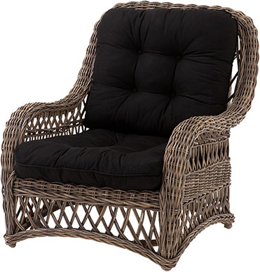 Ротанговое кресло с черными мягкими подушками Eichholtz Chair Virginia