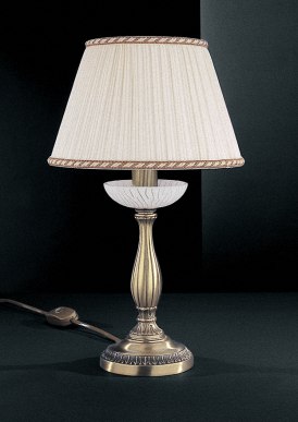 Настольные лампы среднего и большого размера с бронзовым корпусом и текстильным абажуром