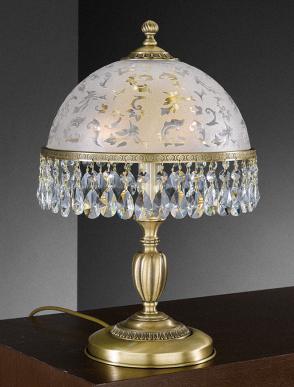 Настольные лампы с бронзовым корпусом и стеклянным плафоном, украшенным хрустальными подвесками