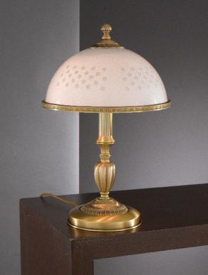 Настольные лампы классической формы из литой бронзы с прямым штоком и полупрозрачным стеклянным плафоном