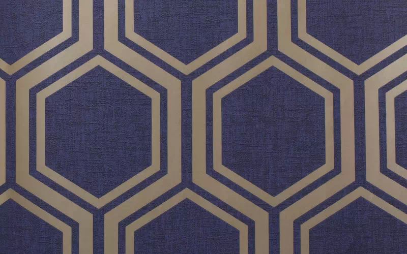 Бумажные обои Arthouse Geometrics, Checks & Stripes 906604 синие с гексагонами