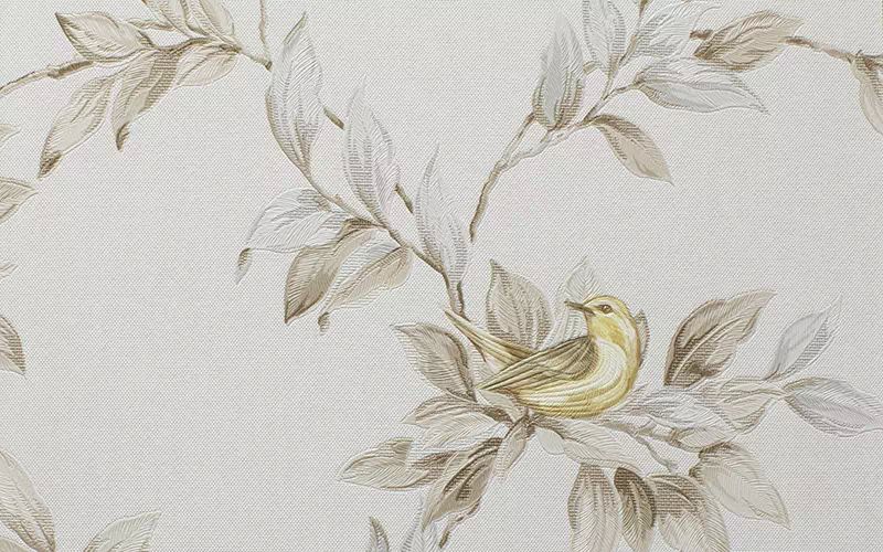 Виниловые обои Andrea Rossi Arlequin 54304-1 белые с птицами и цветами