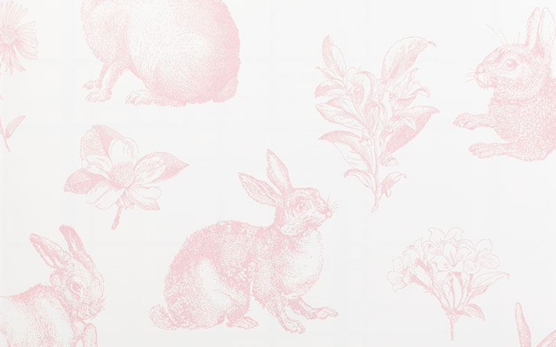 Бумажные обои York A Perfect World KI0582 с бледно-розовыми зайцами