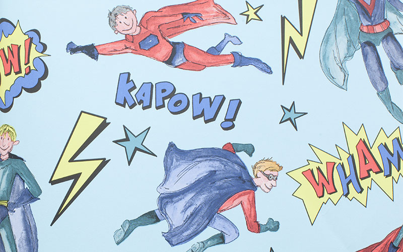 Обои для детской Arthouse Imagine Fun 2 696200 голубые с супергероями