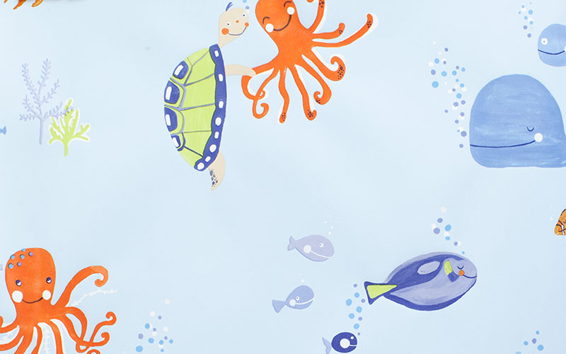 Обои для детской Arthouse Imagine Fun 2 696202 голубые с медузами, осьминогами и китами
