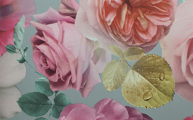 Бумажные обои Arthouse Options 3 259600 с розовыми розами на мятном фоне