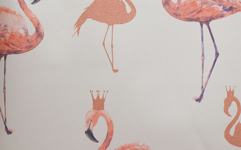 Бумажные обои Arthouse Options 3 674700 с медно-розовыми фламинго на сером фоне