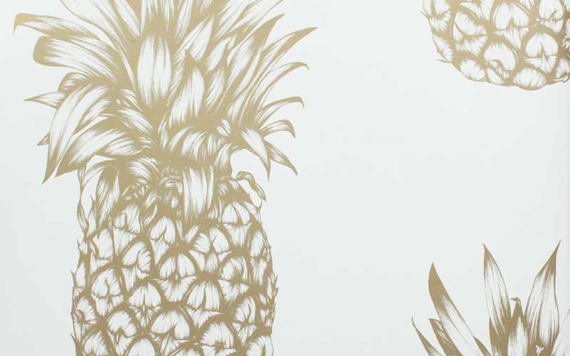 Бумажные обои Arthouse Tropics 690901 с золотистыми ананасами