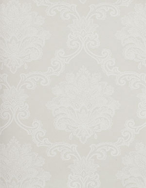 Флизелиновые обои Aura Anthologie G56275 цвета серый шелк с белыми дамасскими узорами