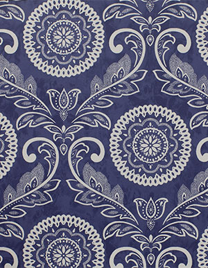 Синие обои для стен с белым дамасским рисунком Aura Charming Prints FD22703