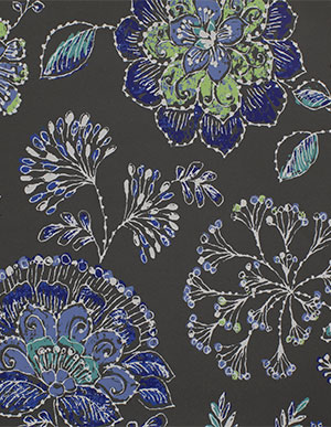 Черно-коричневые флизелиновые обои с ярким цветочным рисунком Aura Charming Prints FD24110