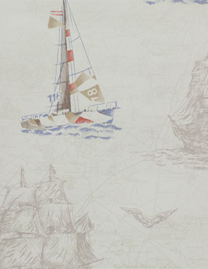Флизелиновые обои морской тематики с принтом в пастельных тонах Aura Forever Young H2910104