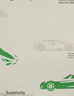 Флизелиновые обои со старинными автомобилями зеленого цвета Aura Forever Young H2912301