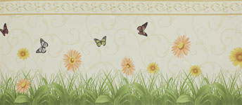 Кремовые бордюры для стен бабочками и флористическим узором Aura Forever Young H2915403