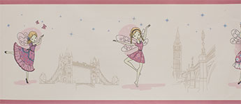 Светло-розовые флизелиновые бордюры с танцующими феями Aura Forever Young H2915503