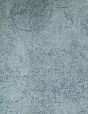 Обои светлого стального синего цвета с рисунком географической карты Aura Handsome 2604-21235