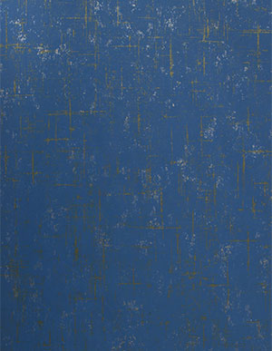 Сигнально-синего цвета обои с золотистым абстрактным рисунком Aura Indo Chic G67404