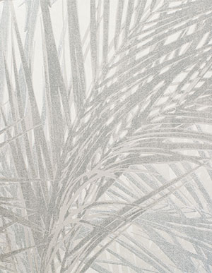 Светло-серые флизелиновые обои с пальмовыми ветвями Aura Interior Affairs 218744