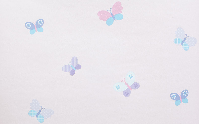 Флизелиновые обои Aura Just 4 Kids 2 G56008 с разноцветными бабочками на нежно-розовом фоне