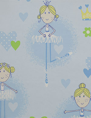 Голубые обои для детской комнаты с танцующими балеринами Aura Just 4 Kids G56000