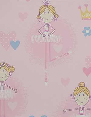 Бледно-розовые обои для детской комнаты с танцующими балеринами Aura Just 4 Kids G56002