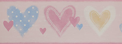 Бледно-розовый детский бордюр для обоев с сердечками Aura Just 4 Kids G90082