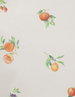 Жемчужно-белые обои для кухни с рисунком в виде фруктов и ягод Aura Kitchen Story 3 FK26906