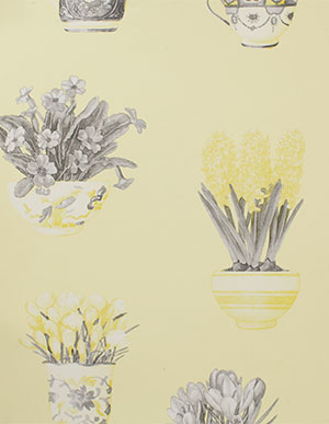 Светло-желтые обои для кухни с цветочными букетами в вазах Aura Kitchen Story 3 FK34420