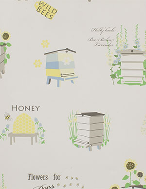 Светлые обои для кухни со стилизованными ульями и пчелами Aura Kitchen Story 3 FK34423