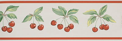 Жемчужно-белый бордюр для обоев с «вишневым» принтом Aura Kitchen Story 3 FK78462